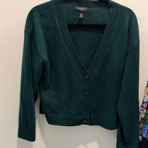 Aqua Women's Deep Green Button-Up Cardigan